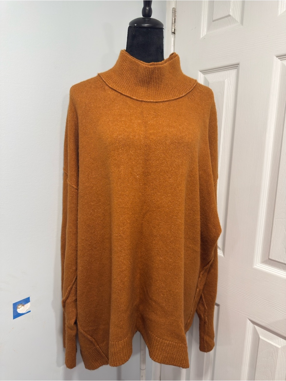 Free People Burnt Orange Cowl Neck Pullover Sweater